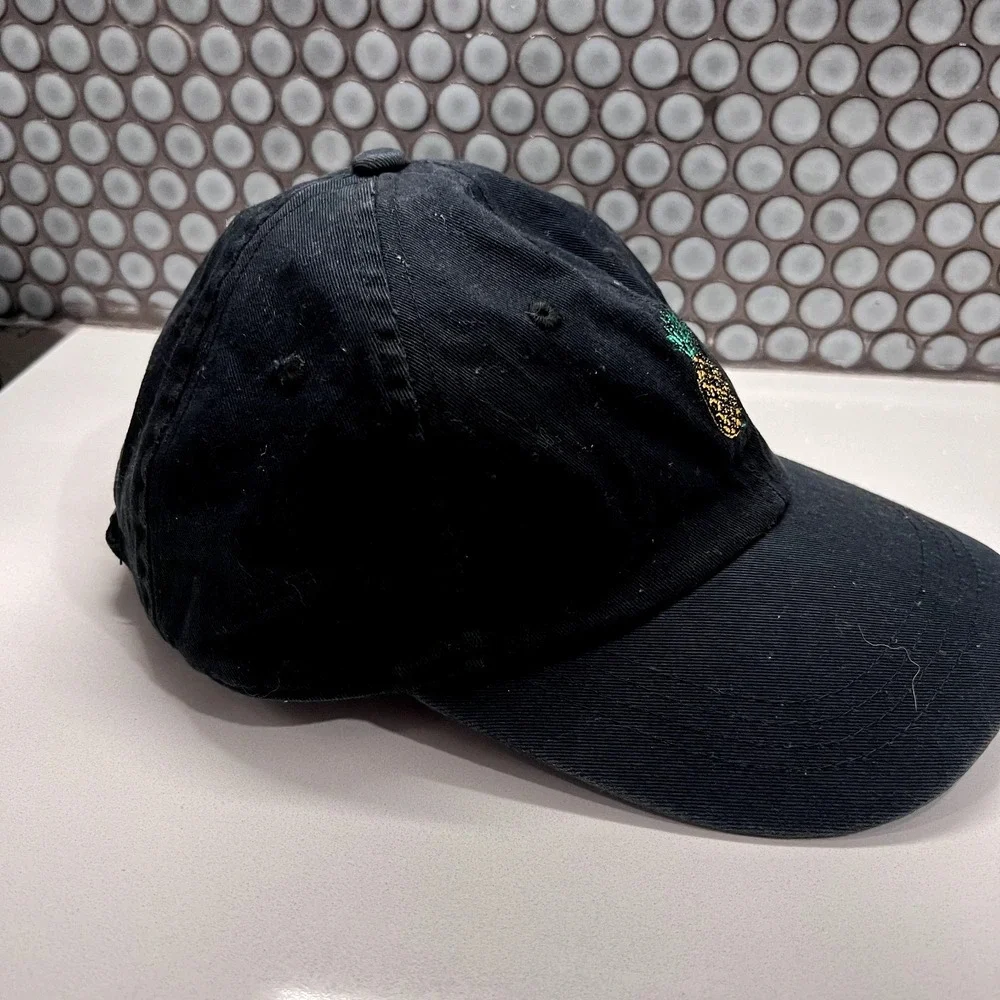 Pineapple Hat Cap Black Hat Strap Back‎ Adjustable Adult Logo Fruit Unstructured